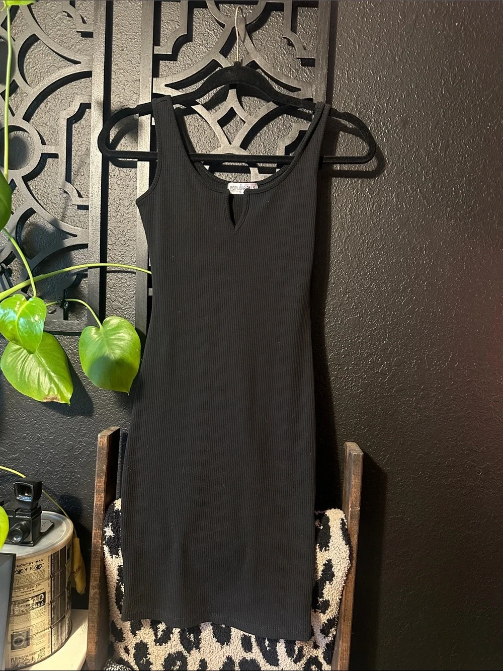 Women's Black Ribbed Tank Mini Dress - Sleek Knit Style